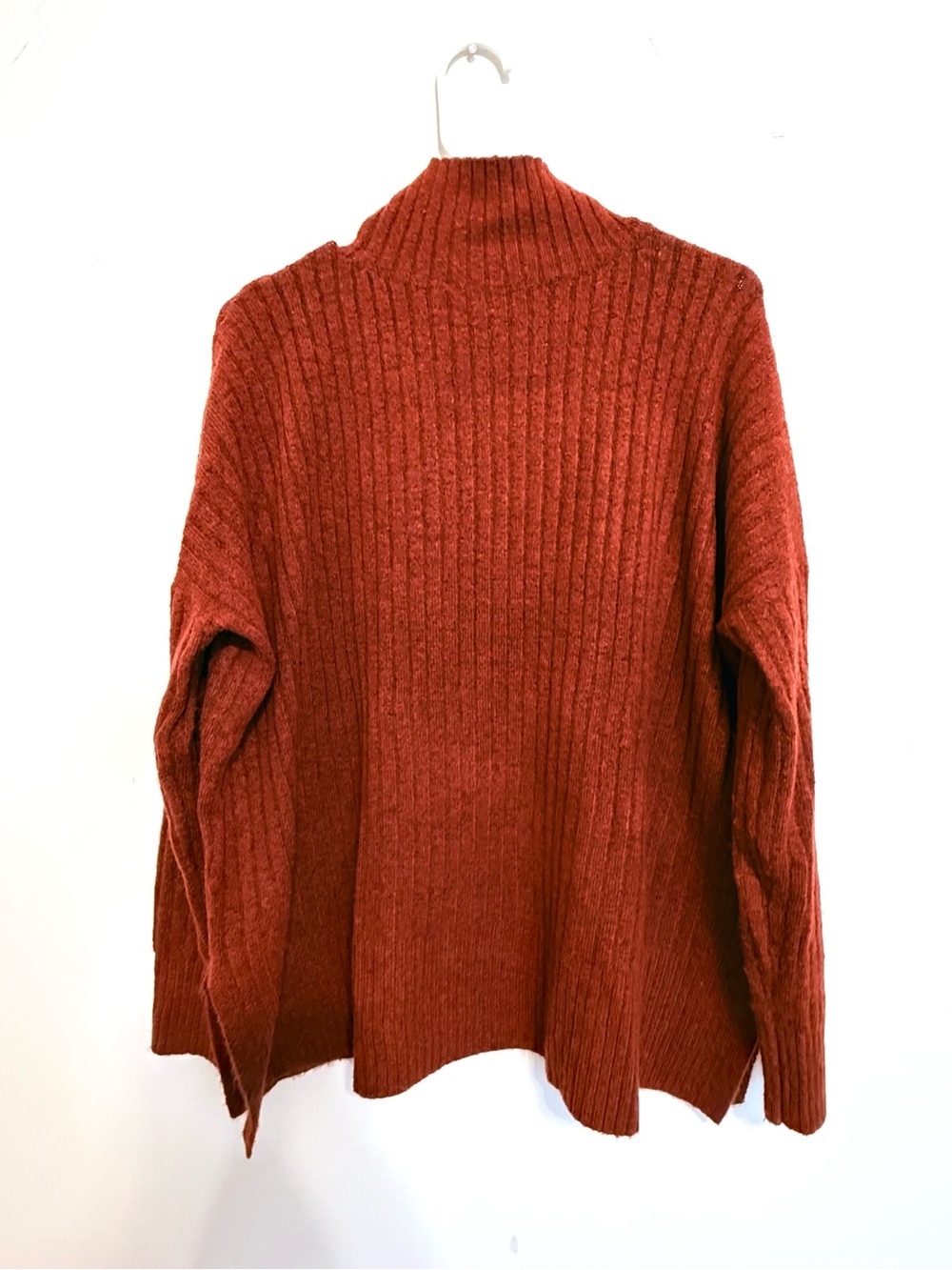 2/$30 LOFT Rust Ribbed Mock Neck Sweater Women’s Small Cozy Soft Tunic Pullover - Picture 9 of 9